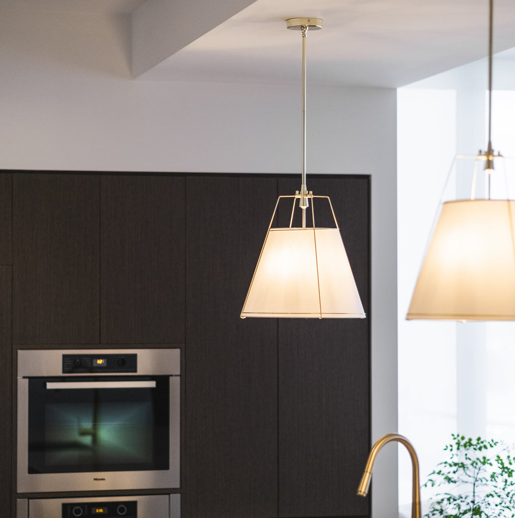 Jessie Pendant Light - Elegant White Shade with Gold Accents