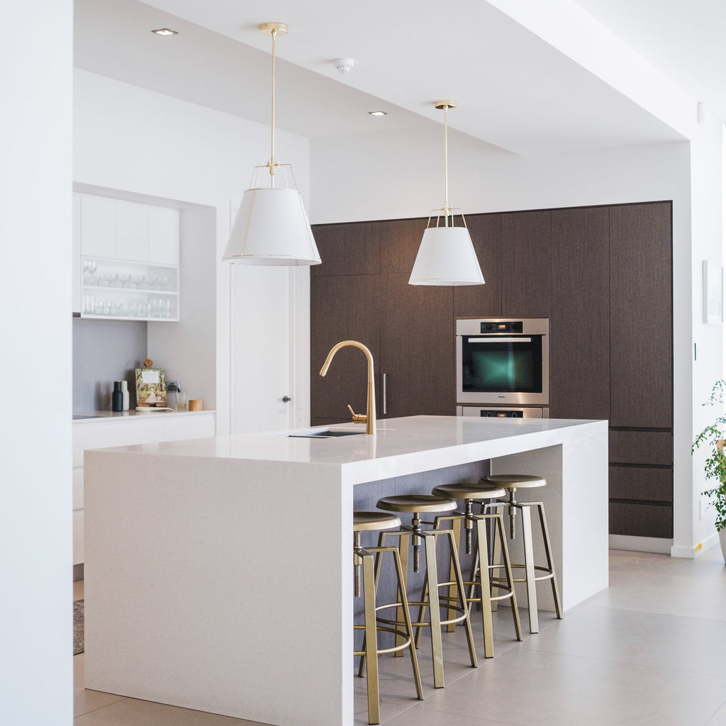 Jessie Pendant Light - Elegant White Shade with Gold Accents