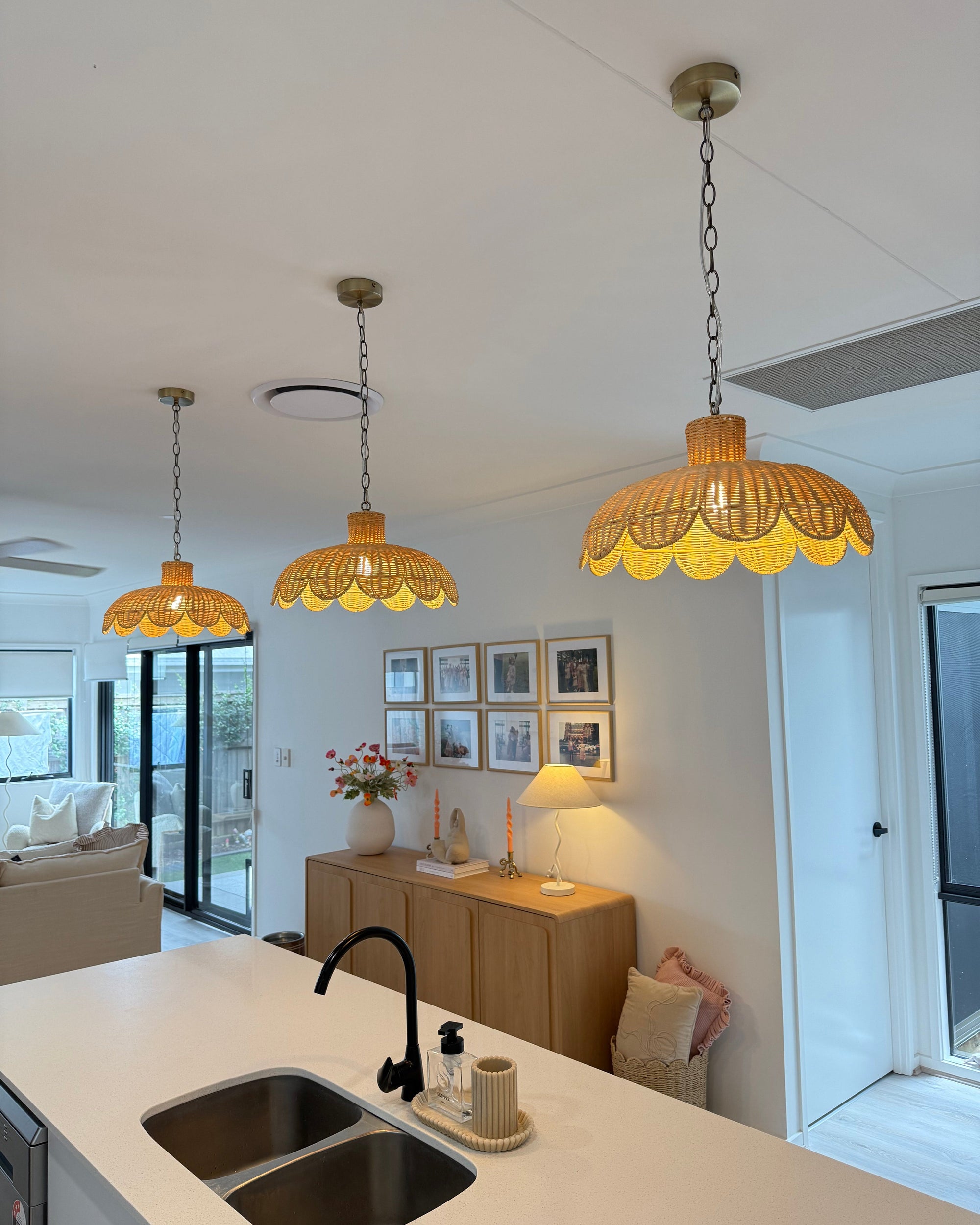 Alice Scallop Rattan Pendant Light – Natural Boho Charm
