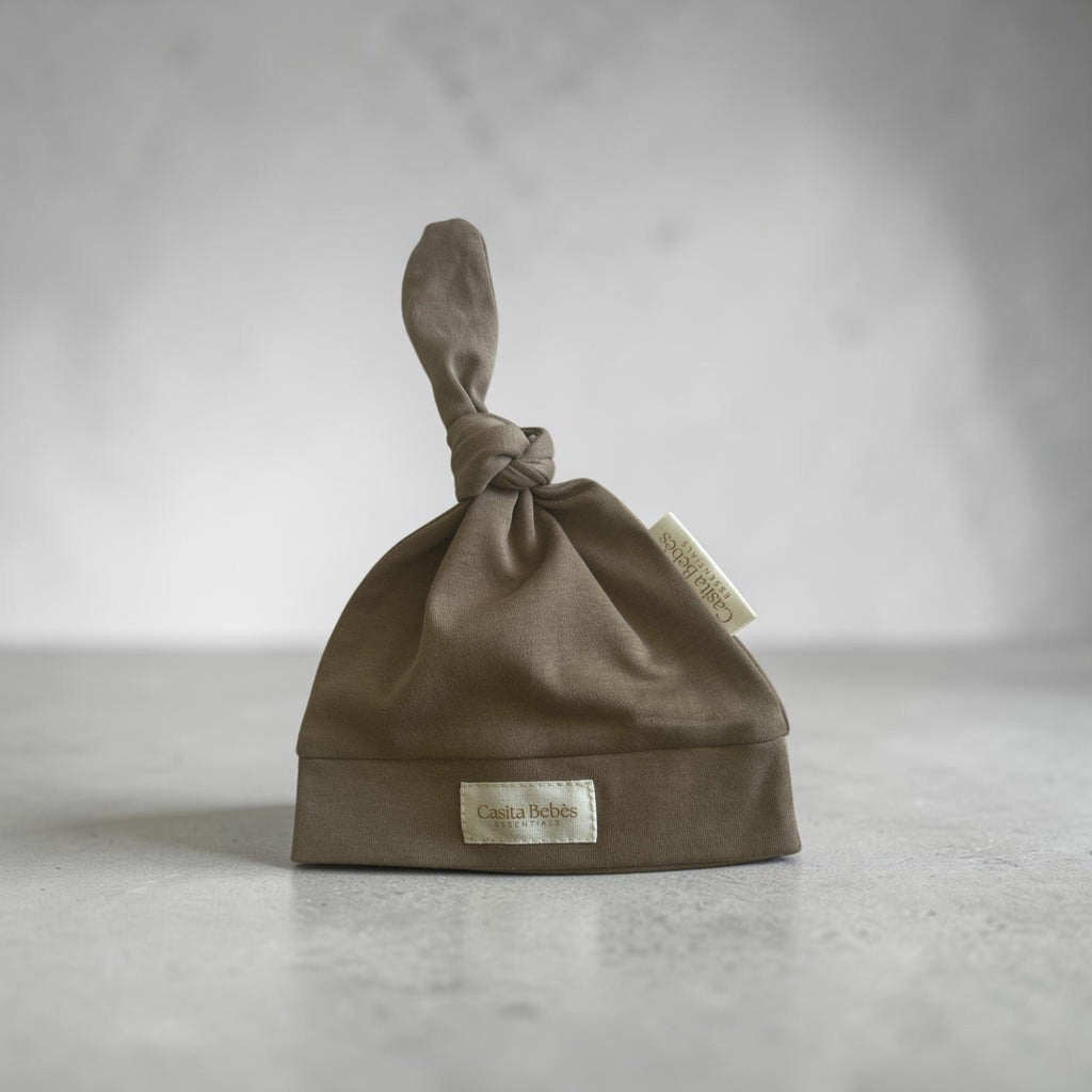 Essentīals Cozy Knot Beanie in Mocha for Babies