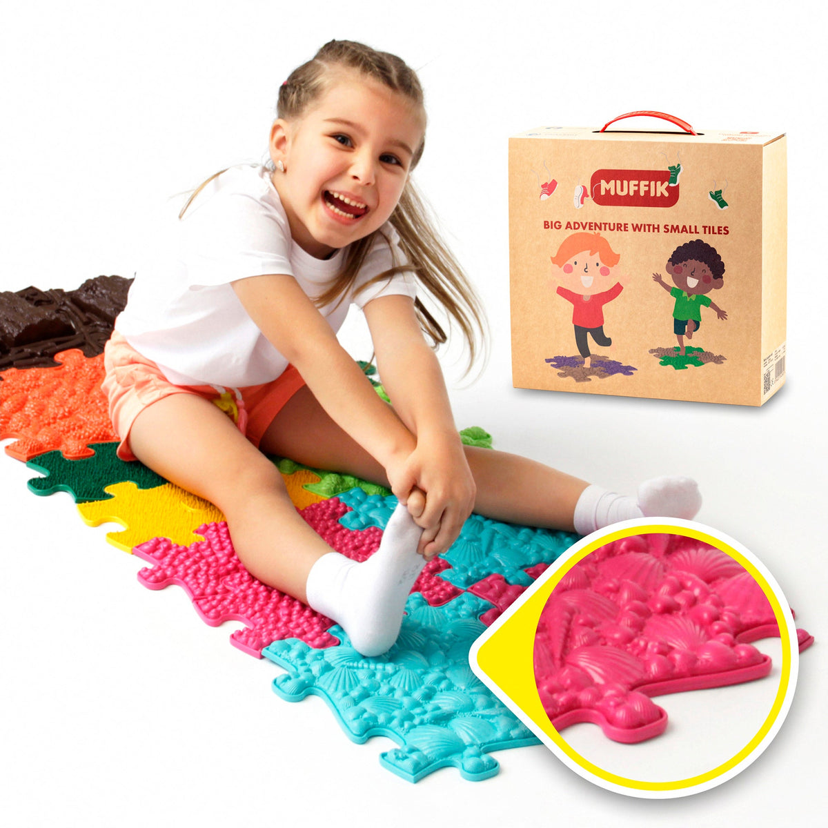 Muffik Royal Tactile Sensory Play Rug Set – 30 Textured Tiles