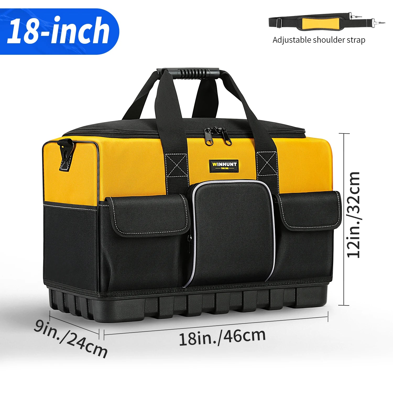 Heavy Duty Electrician Tool Bag with 16 Pockets & Hard Bottom