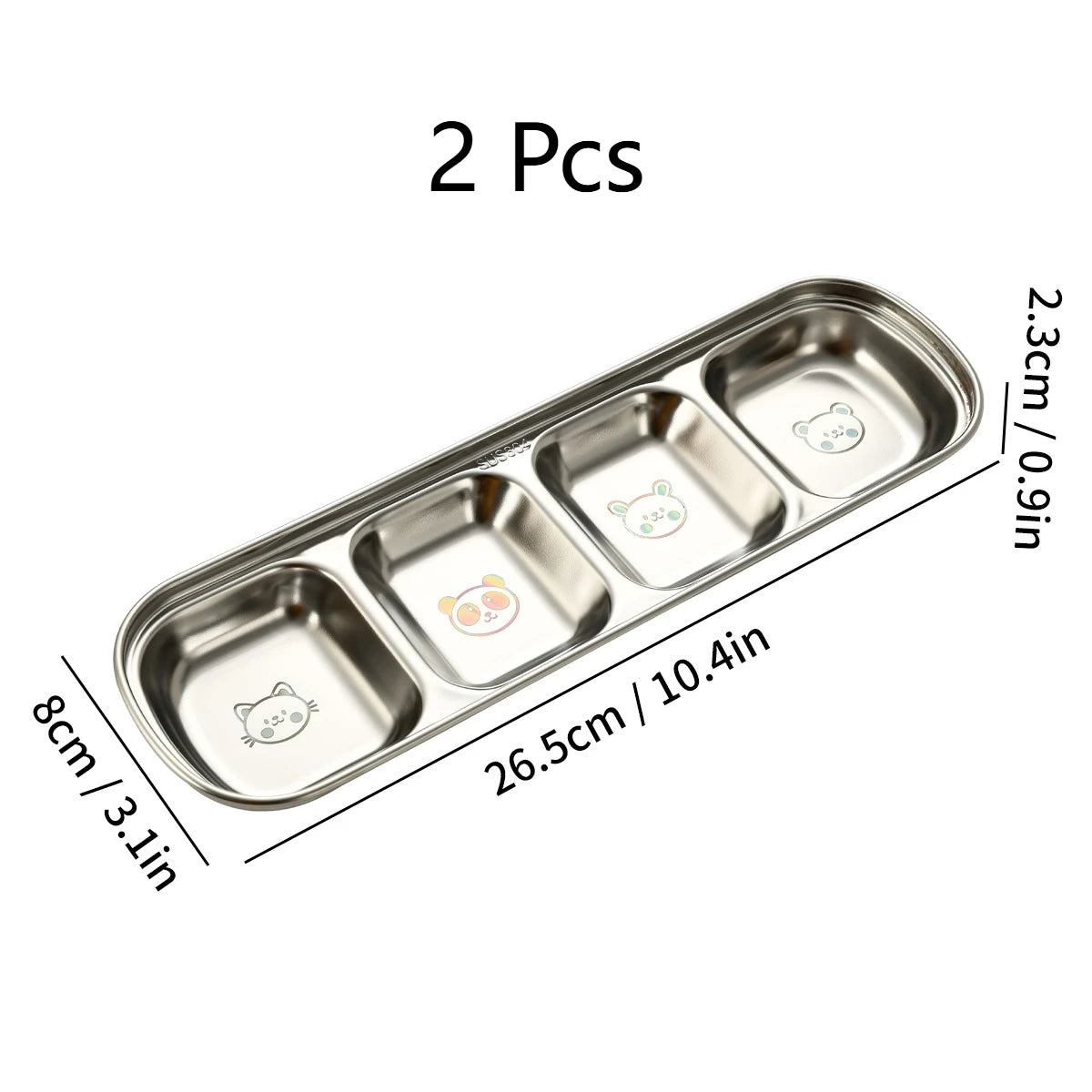 2/3/4 Grids Stainless Steel Divided Seasoning Plate