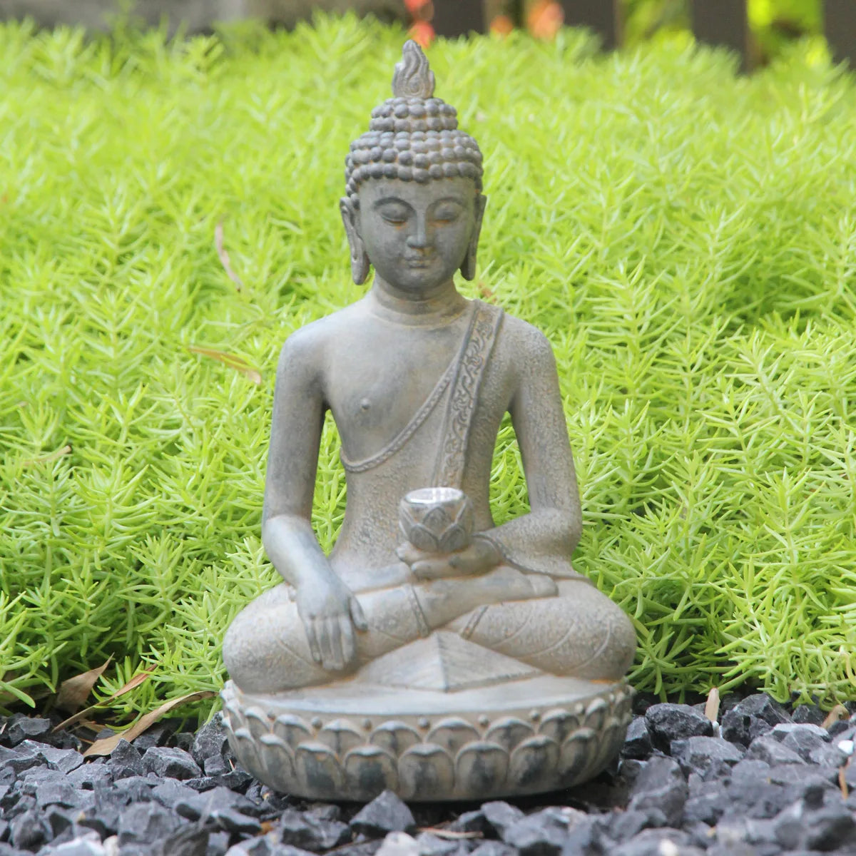 Zen Solar Buddha Statue - Tranquil Outdoor Decor with Eco-Friendly Light
