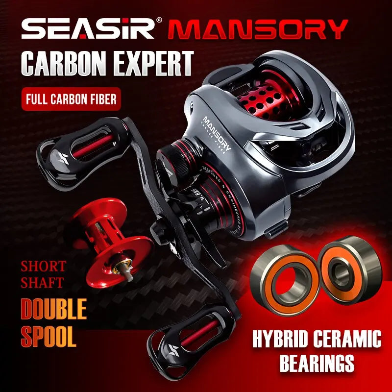 SeaSir Ultralight Baitcasting Fishing Reel - Carbon, 11+1 Bearings, 7.3:1 Ratio