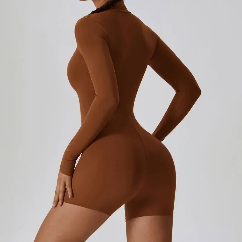 STOWN Long Sleeve Yoga Jumpsuit - Stylish Slim Fit for Active Use