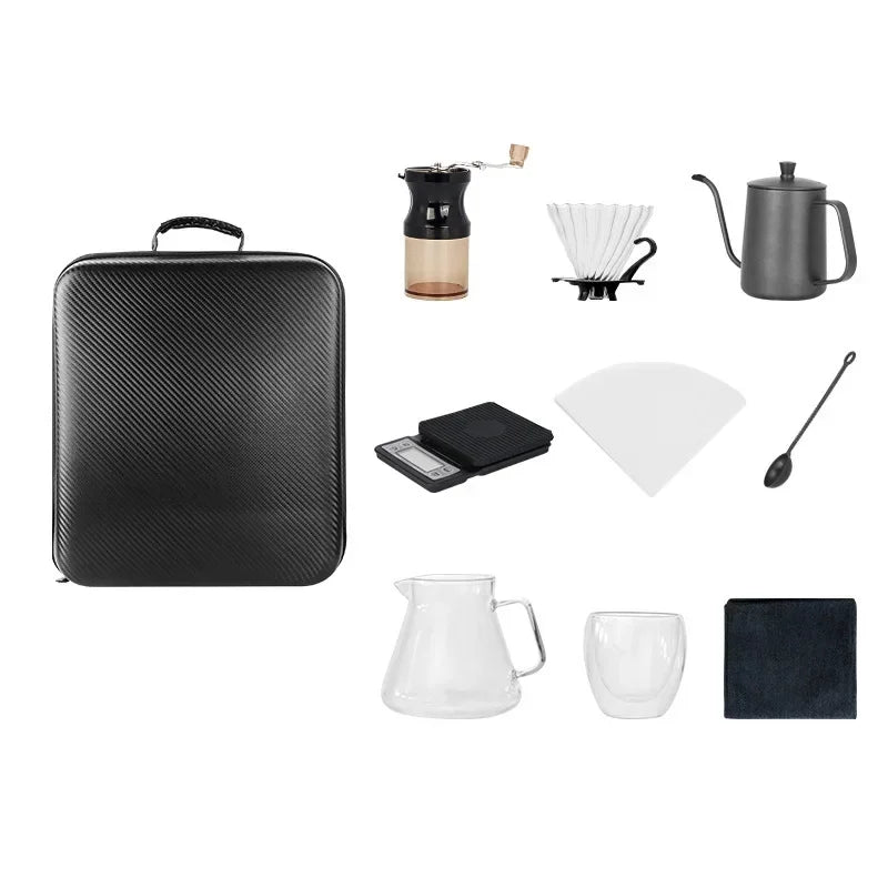 Portable Manual Coffee Grinder & Drip Kettle Set - Ideal for Camping