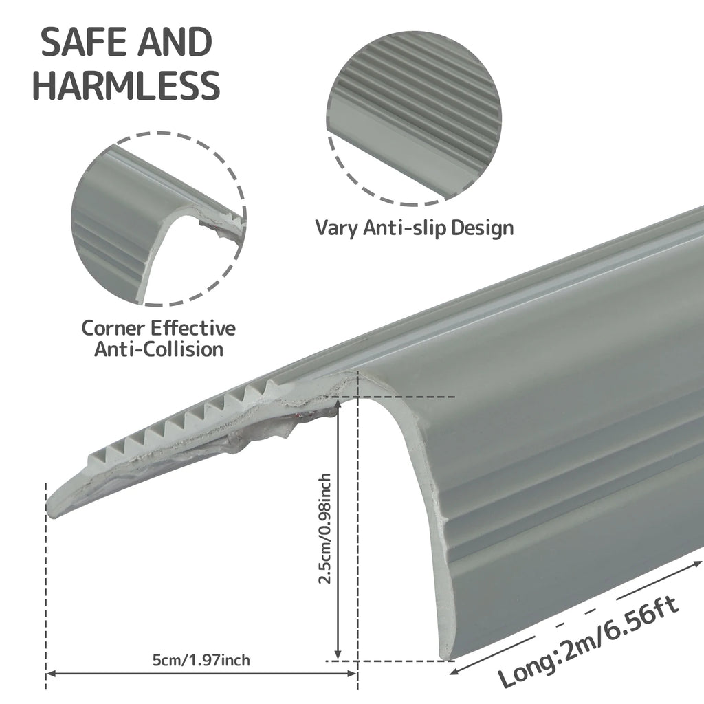 Non-Slip Stair Edge Protector - Self-Adhesive PVC Trim, 2m L-Shape