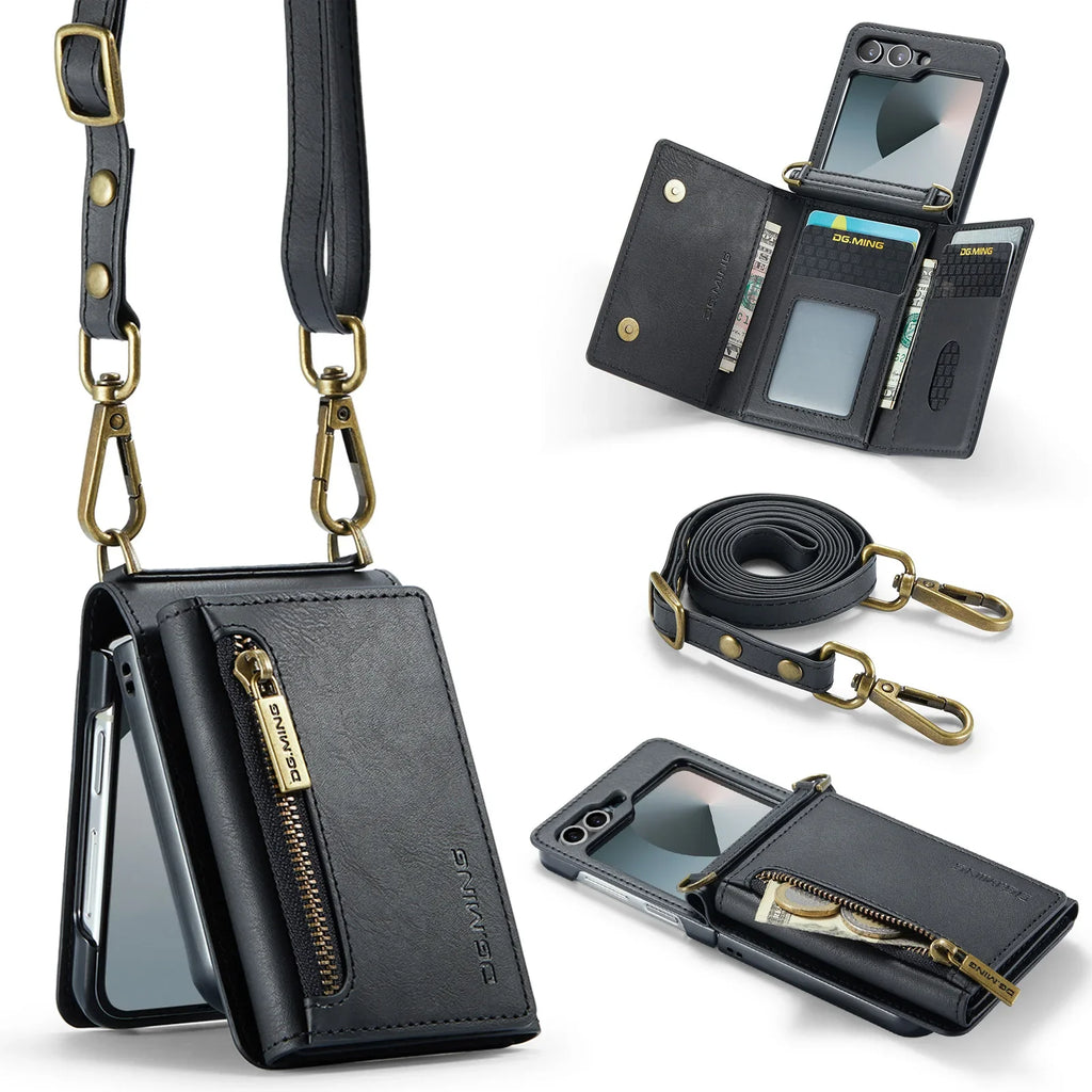 Luxury 2-in-1 Leather Flip Case for Samsung Galaxy Z Flip Series