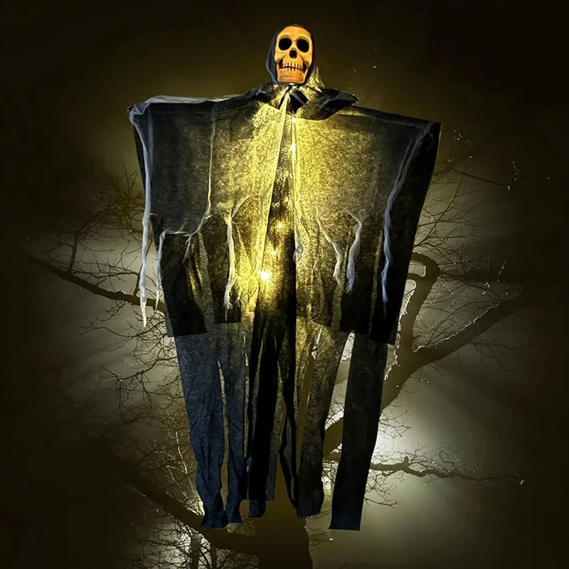 Spooky Halloween Glowing Skull Skeleton Hanging Decor - Garden & Party