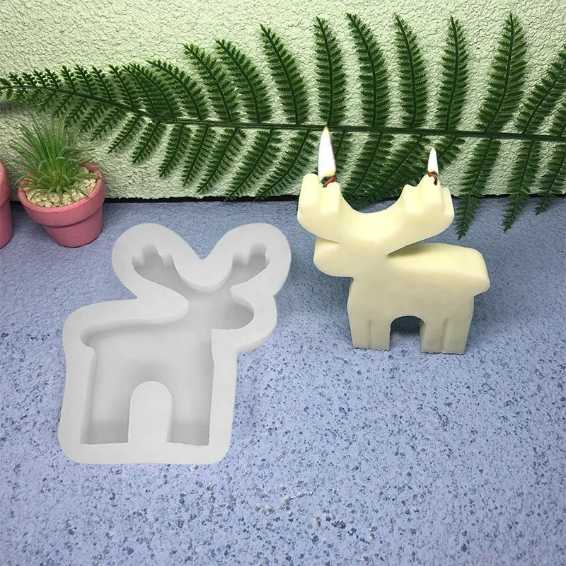 DIY Christmas Elk Candle Silicone Mold for Creative Crafts