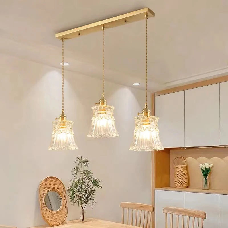 Elegant Copper Glass LED Pendant Lamp for Living Room & Kitchen
