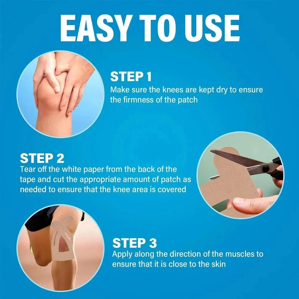 10PCS Kinesiology Tape for Knee Support - Waterproof & Breathable