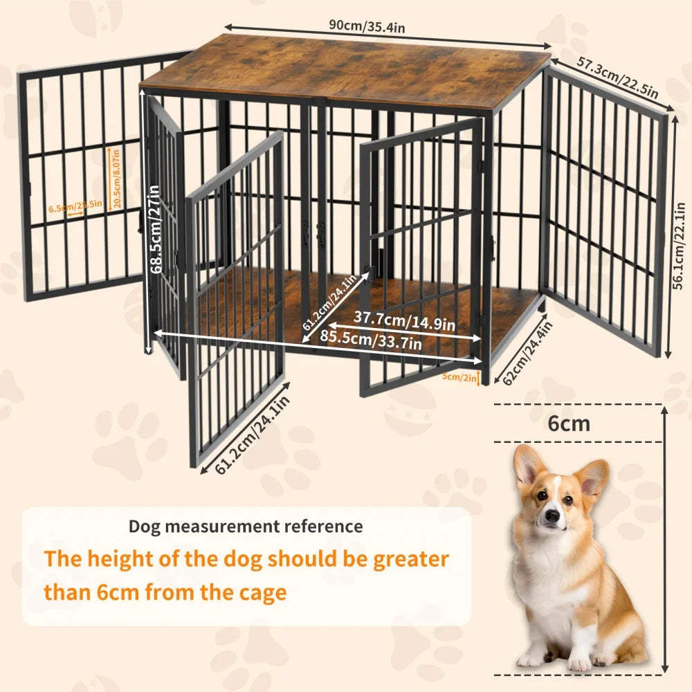 Spacious Double Dog Crate with Removable Divider - Furniture Style
