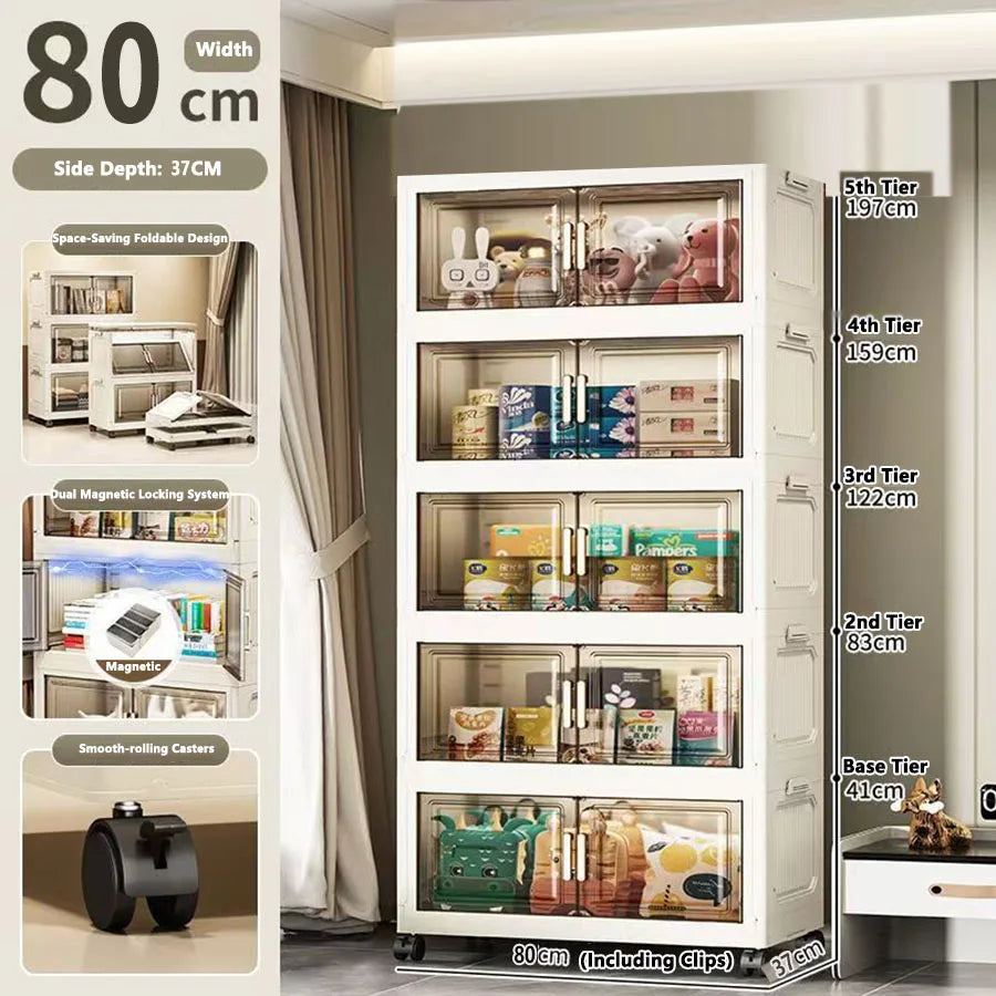 Folding Storage Cabinet - Versatile Toy & Snack Organizer for Home