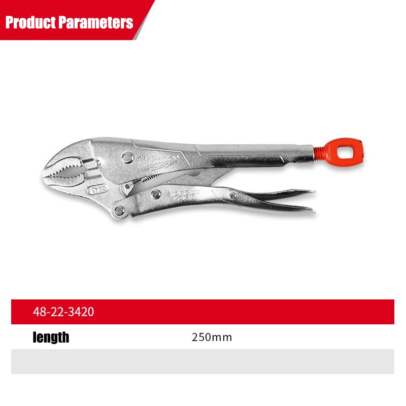 Milwaukee 10" Curved Jaw Torque Locking Pliers - Multi-Functional Tool