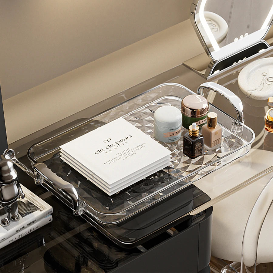 Clear Plastic Food Tray - Double Handle Rectangle Design