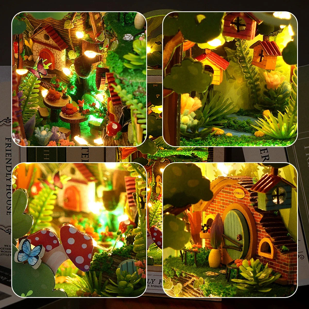 DIY Miniature Book Nook Kit - 3D Wooden Shelf Insert for Adults