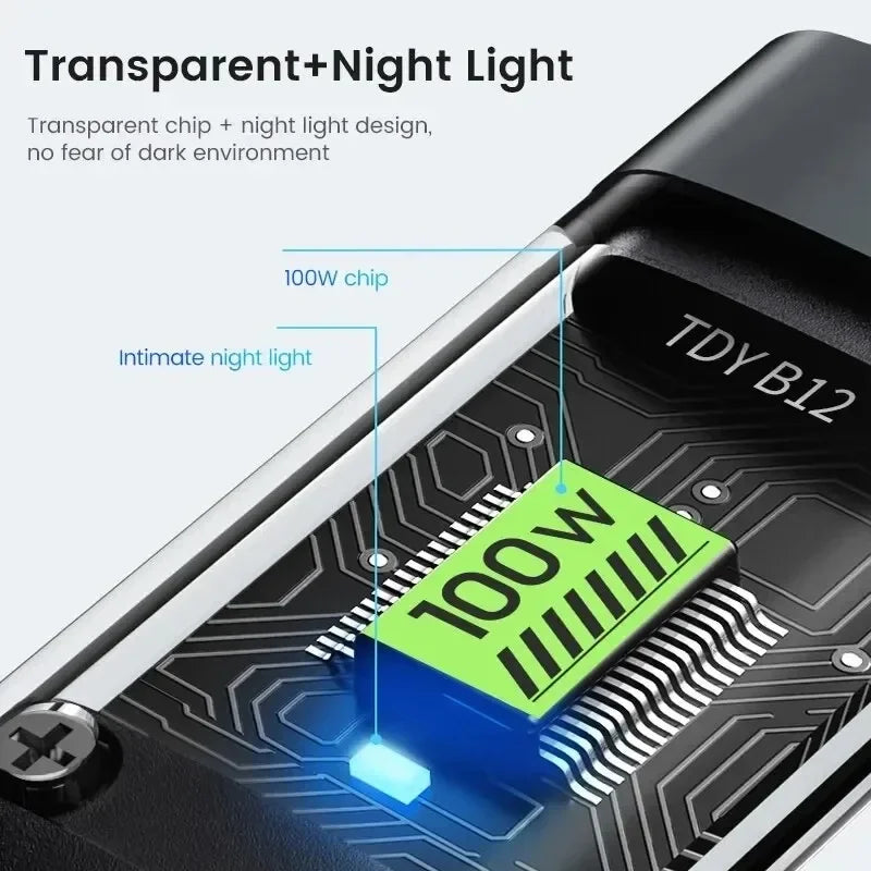 100W 3-in-1 Fast Charging Cable: USB Type-C & Micro for All Devices