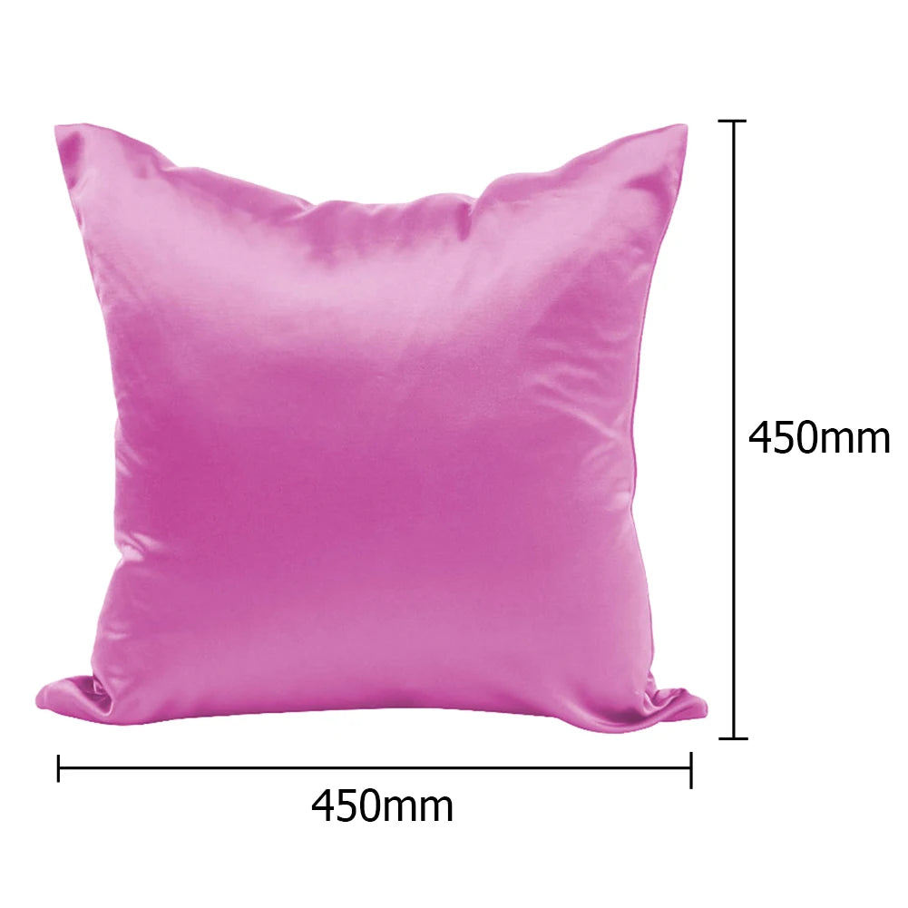 Elegant Satin Silk Throw Pillow Case with Hidden Zipper - Solid Color
