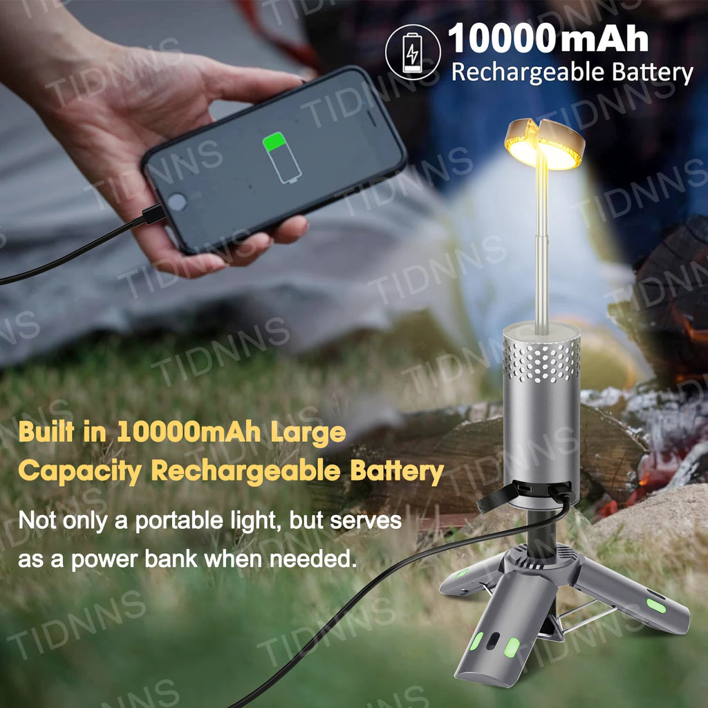 10000mAh Rechargeable LED Camping Lantern with Magnetic Flashlight