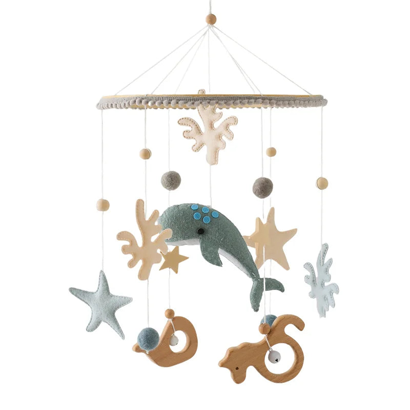 Wooden Baby Crib Mobile with Musical Rattle - Perfect Infant Toy