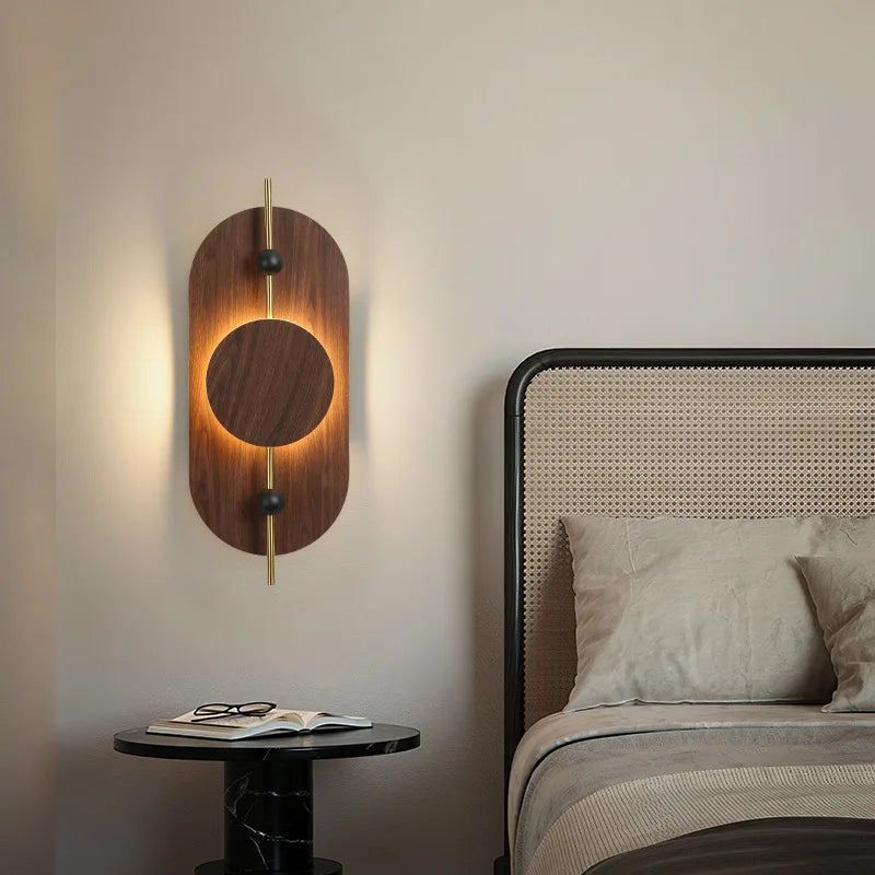 Modern LED Wall Lamp - Elegant Wooden Shade for Living Space