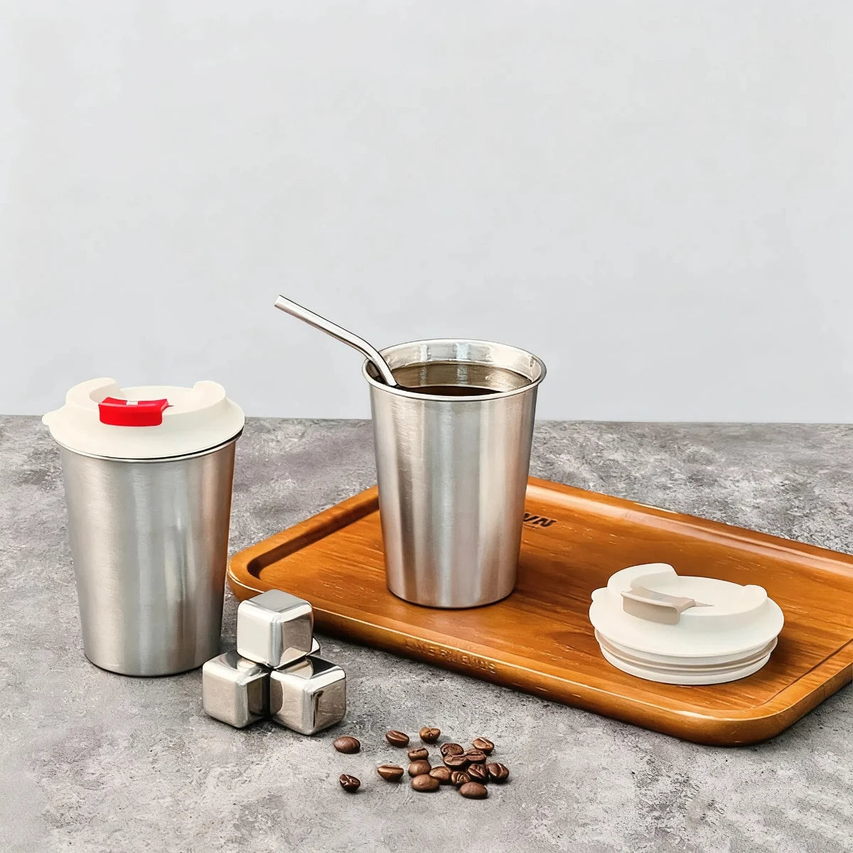 400ml Stainless Steel Portable Tumbler with Lid - Perfect for Coffee & Milk