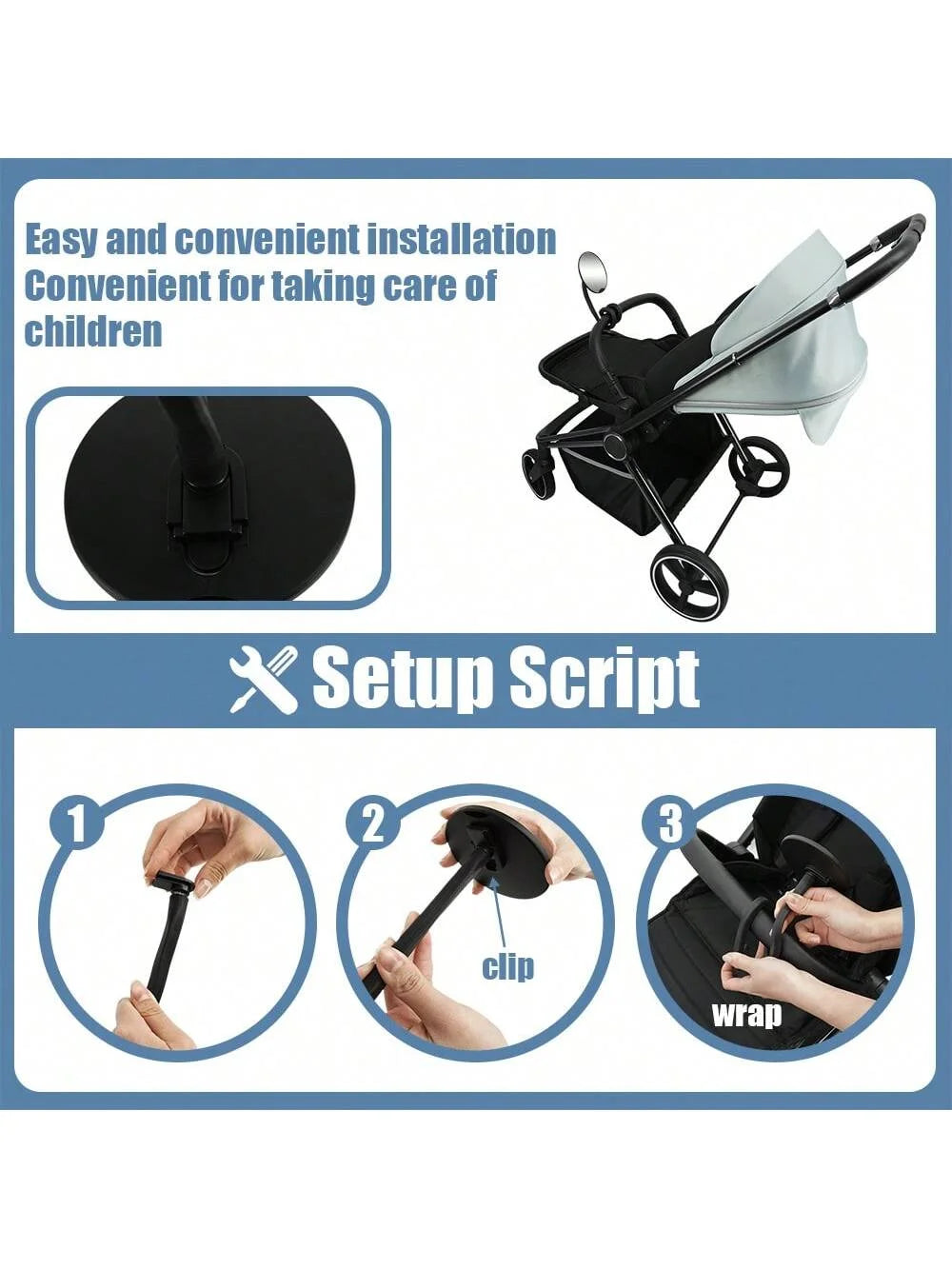 Adjustable 360° Baby Stroller Mirror - Shatterproof & Crash Tested