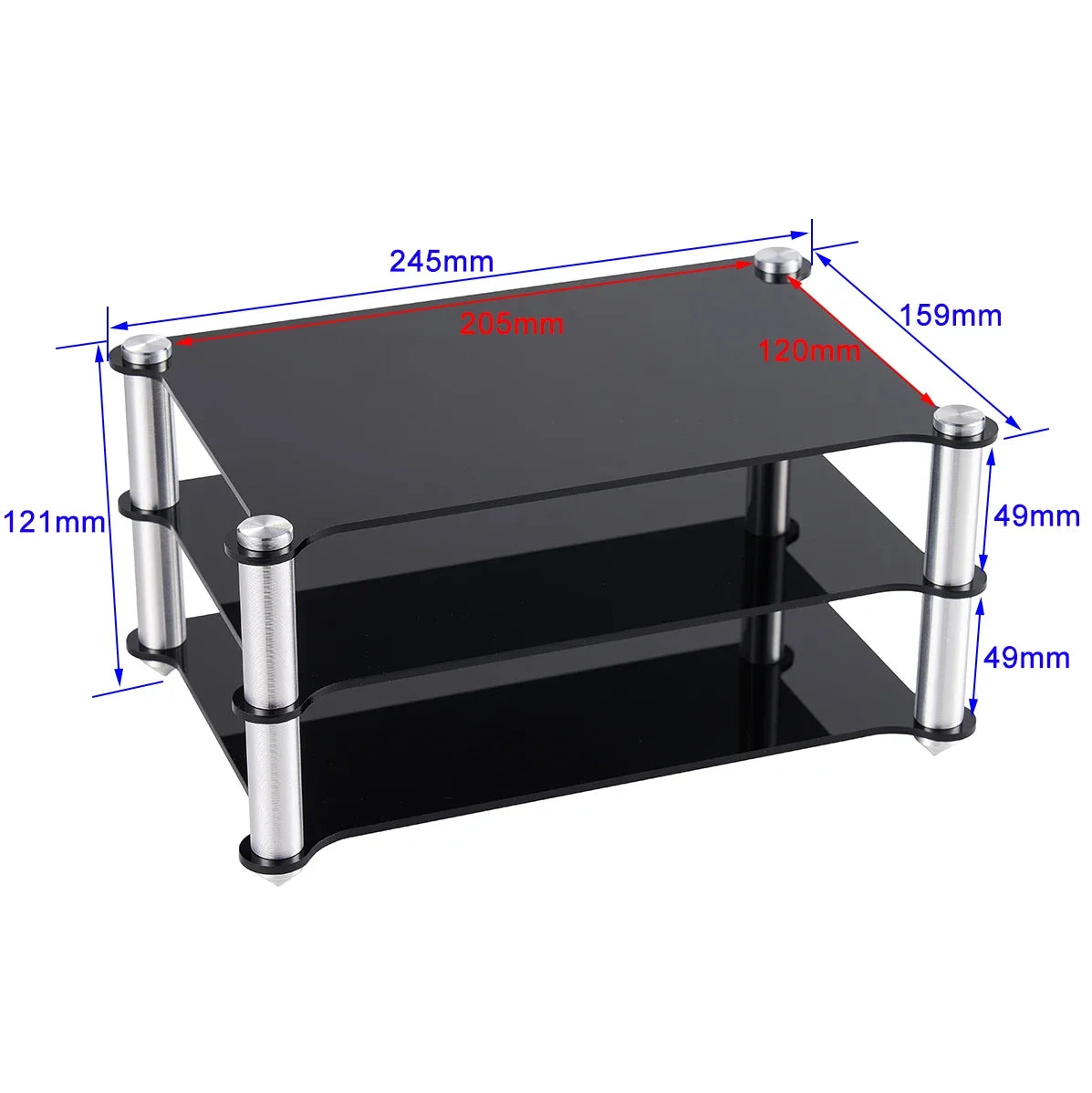 Double Layer Acrylic & Aluminum Alloy HIFI Audio Rack for Amplifiers