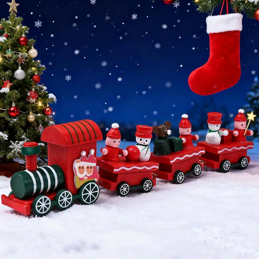Wooden Christmas Train Decoration - Festive Home Ornament