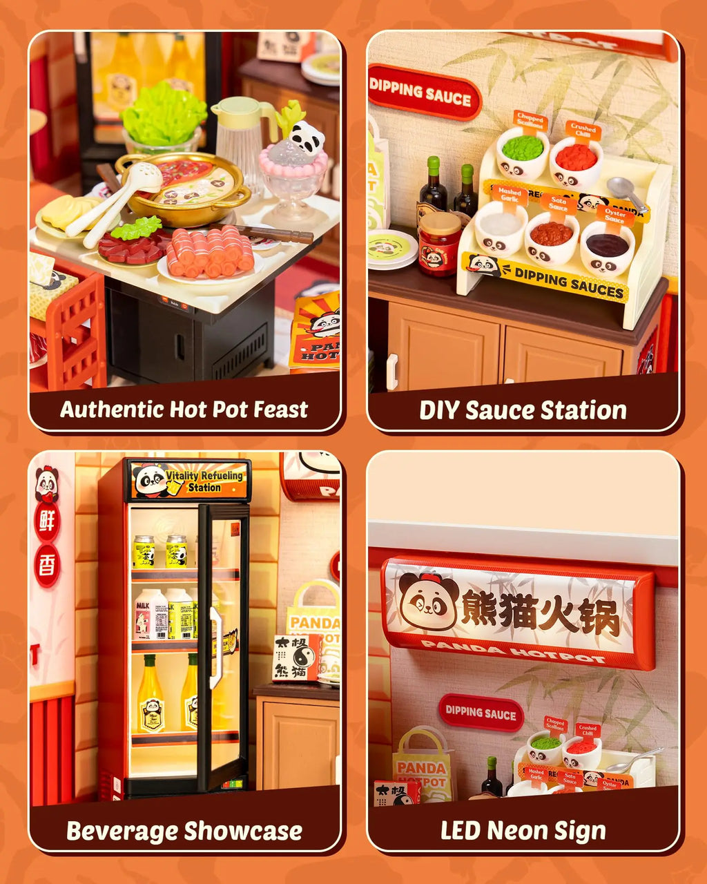 Rolife Panda Hot Pot DIY Miniature Model Kit - Creative Stress Relief Fun