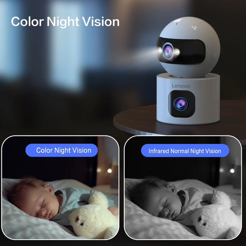Lenovo 4K Wireless Dual Lens Smart Home Security Camera with Auto Tracking