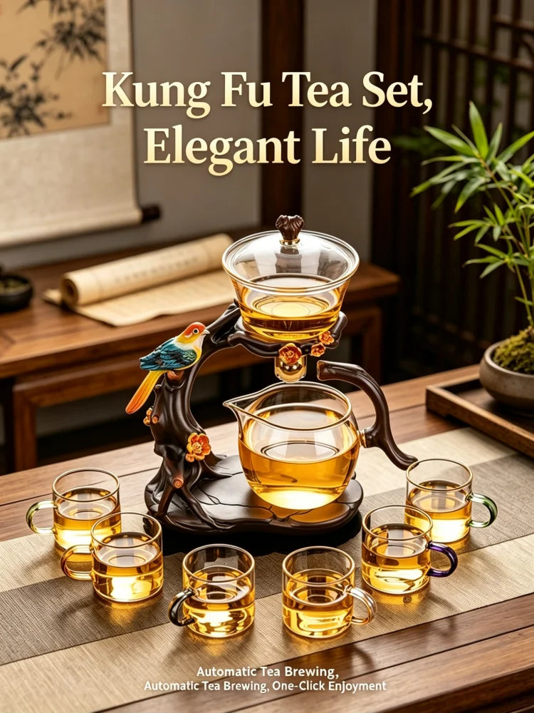 Elegant Drip Glass Tea Set - Semi-Automatic & Heat Resistant