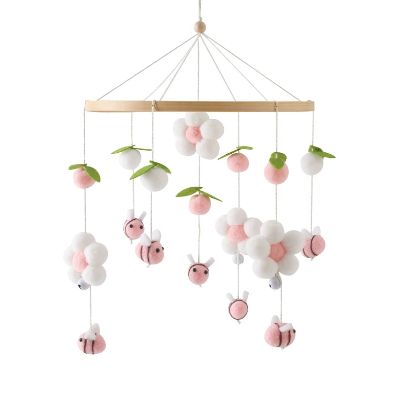 Wooden Baby Crib Mobile with Musical Rattle - Perfect Infant Toy