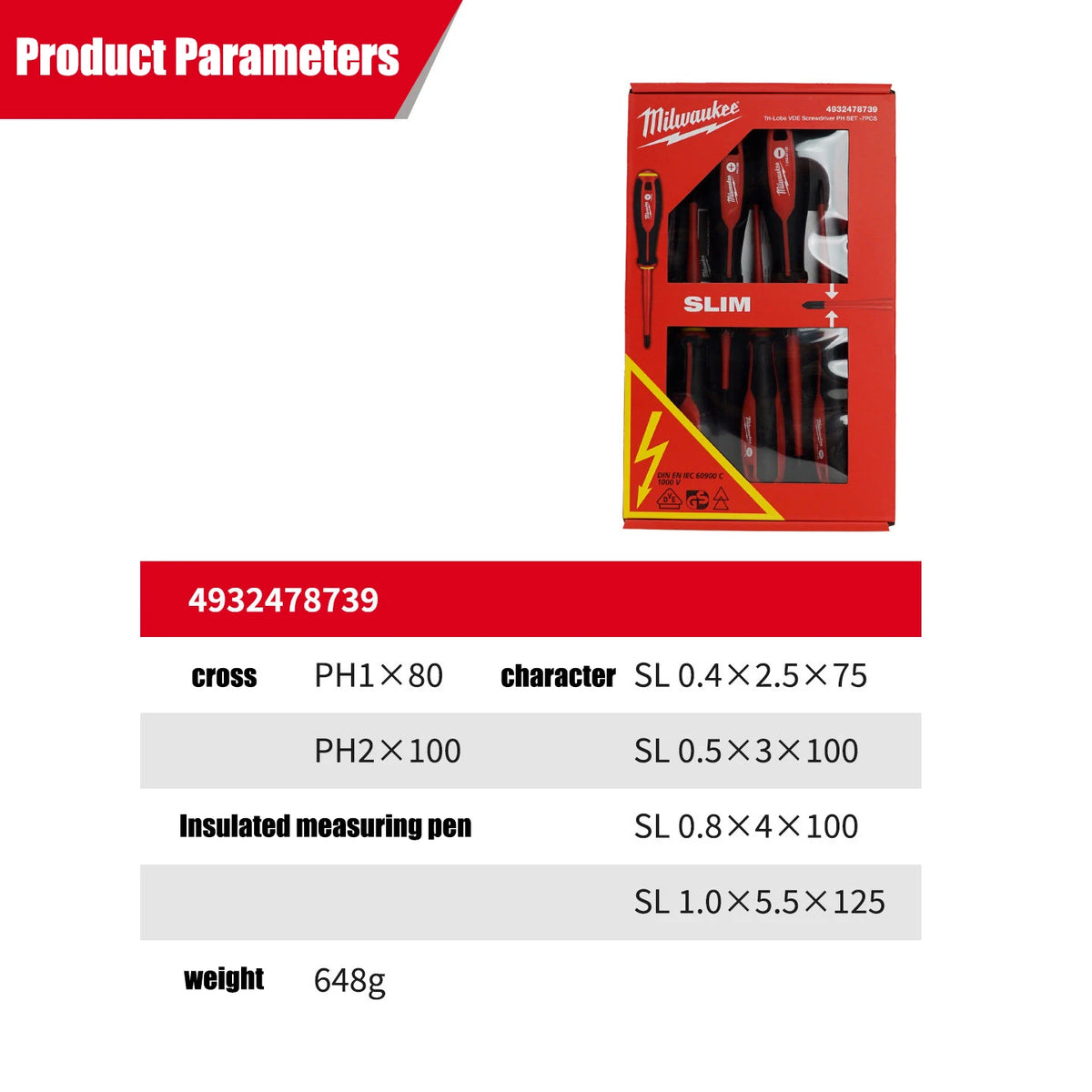 Milwaukee 7-Piece VDE Insulated Screwdriver Set - Durable & Comfortable