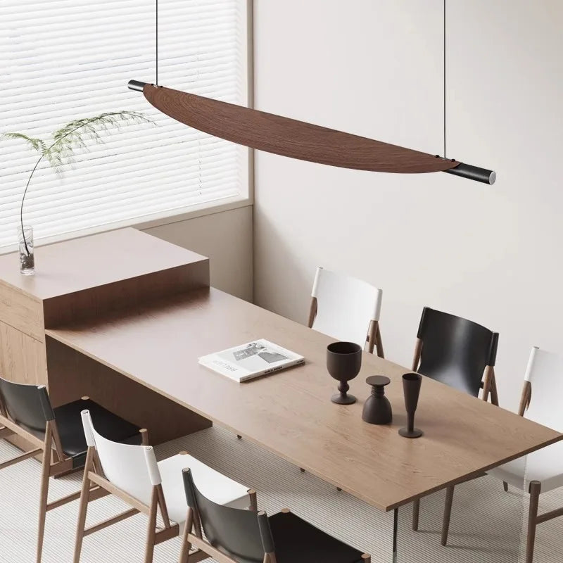 Modern Japanese Style LED Chandelier - Walnut Creative Pendant Light