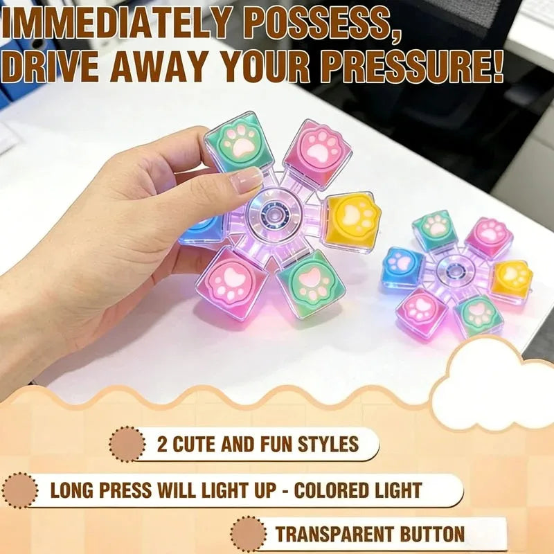 LED Cat Claw Keycap Keychain Fidget Spinner Stress Relief Toy