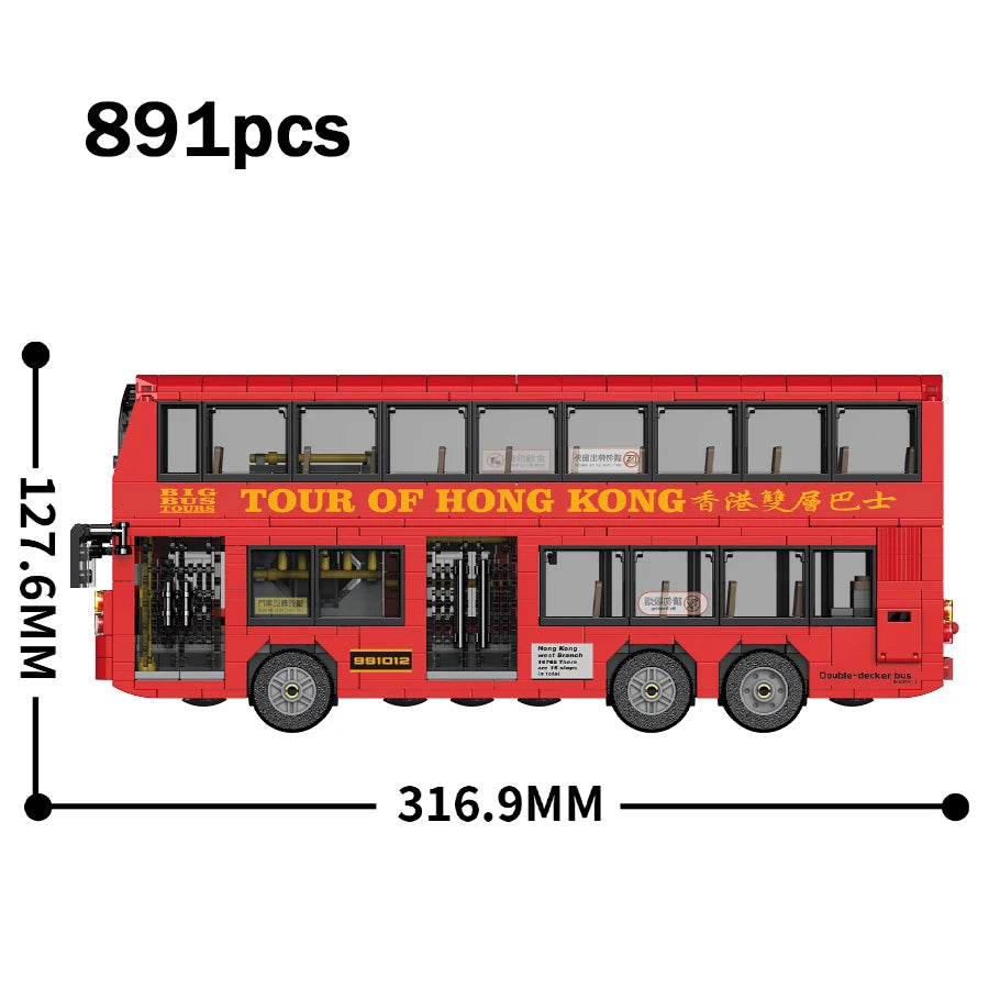 Retro Double Decker Bus Blocks - Engaging Model Toy for Creativity