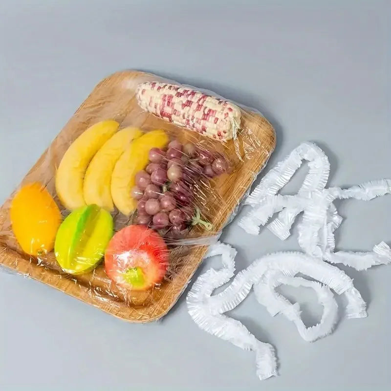50 Reusable PE Elastic Food Covers - Stretchable Lids for Snacks & Fruits