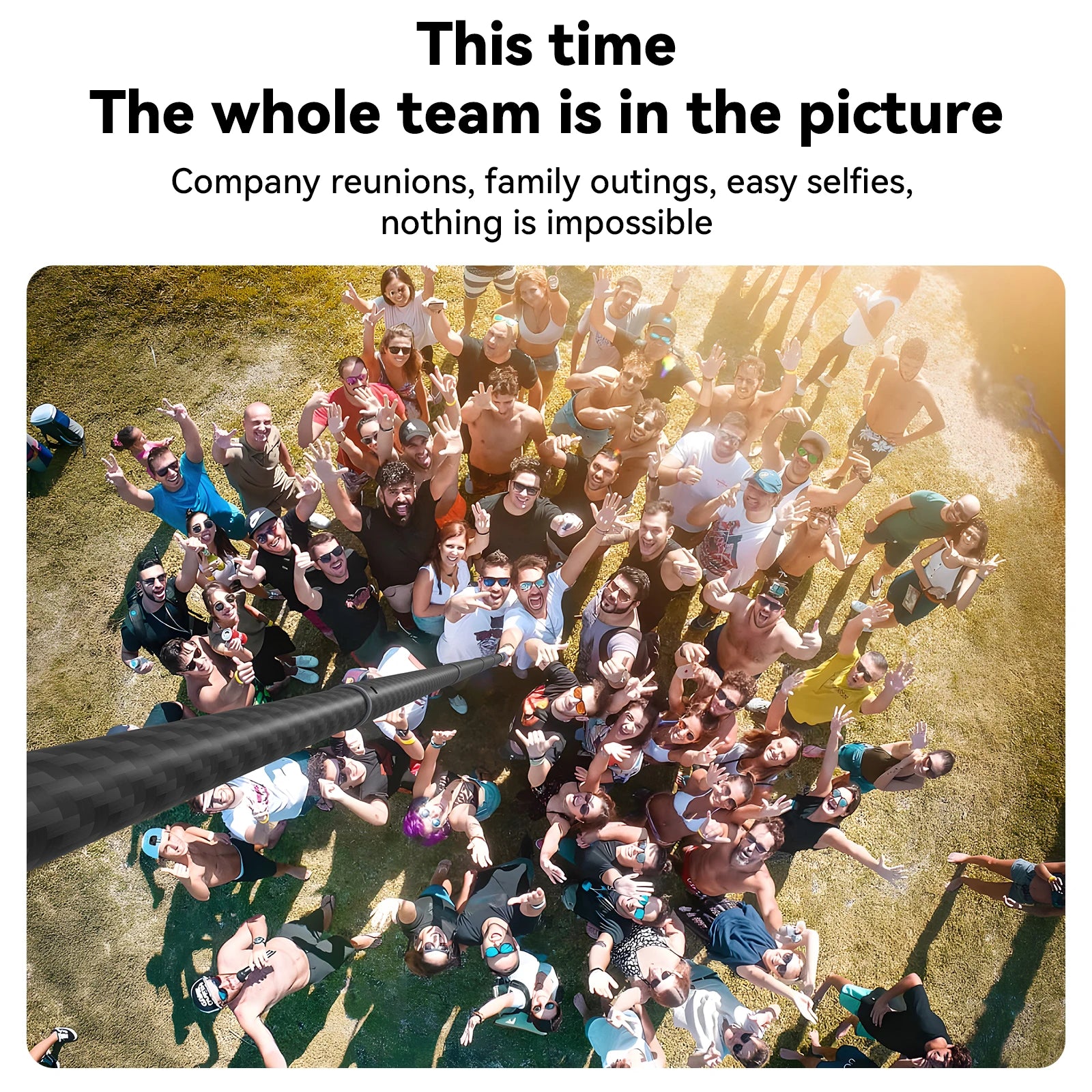 TELESIN Carbon Fiber Selfie Stick Monopod - Extendable 1.2M to 3M