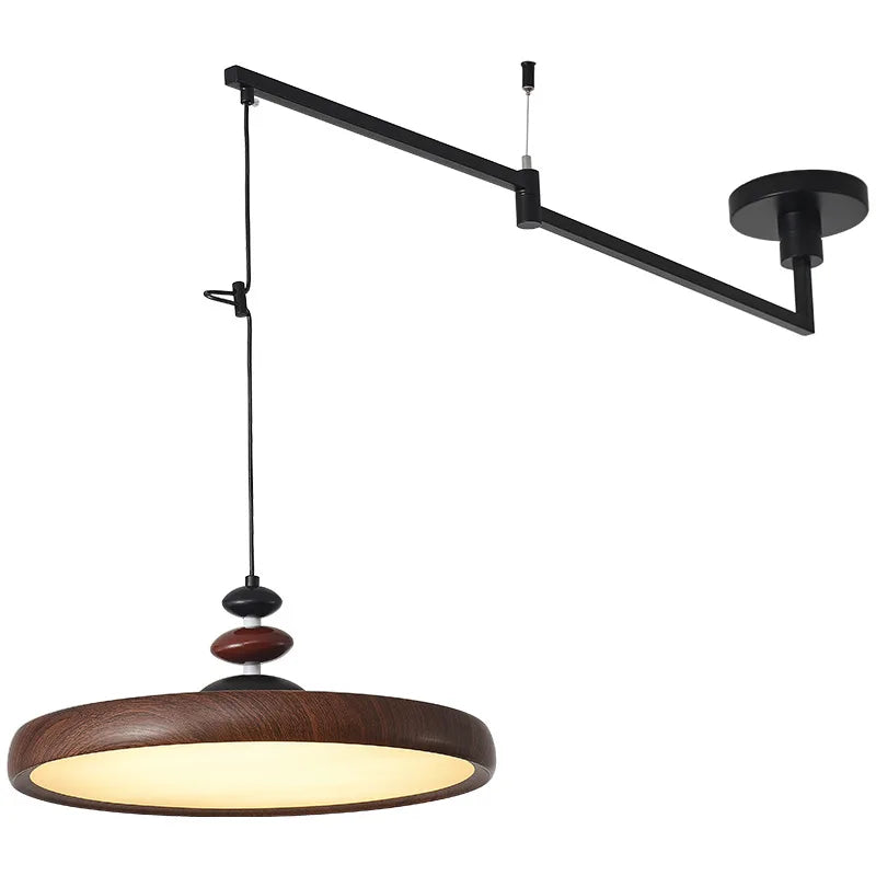Elegant Walnut LED Pendant Chandelier for Dining & Living Spaces