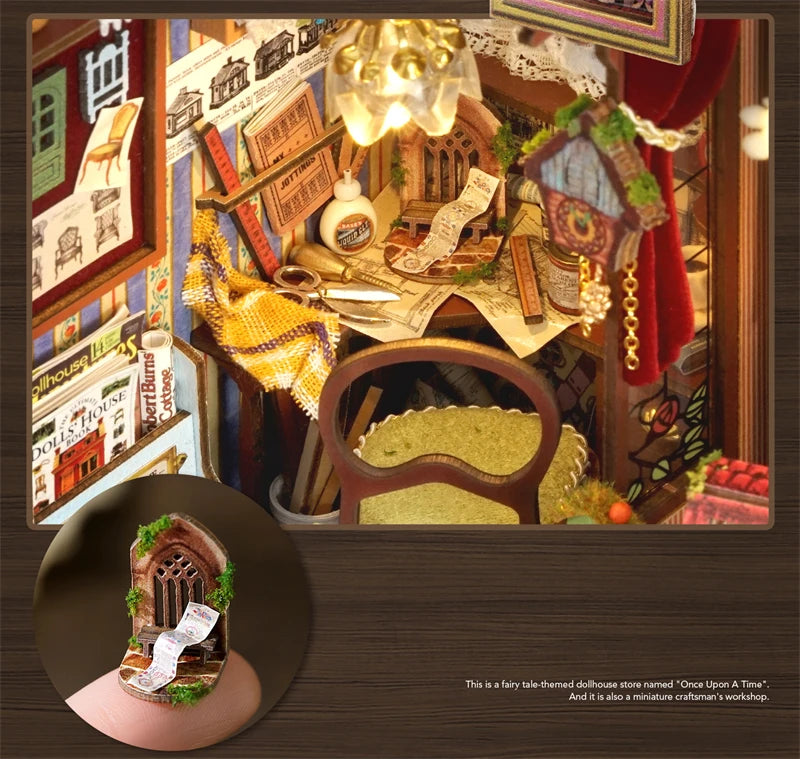 DIY Fairy-Tale Wonderhouse Wooden Miniature Dollhouse Kit with Furniture