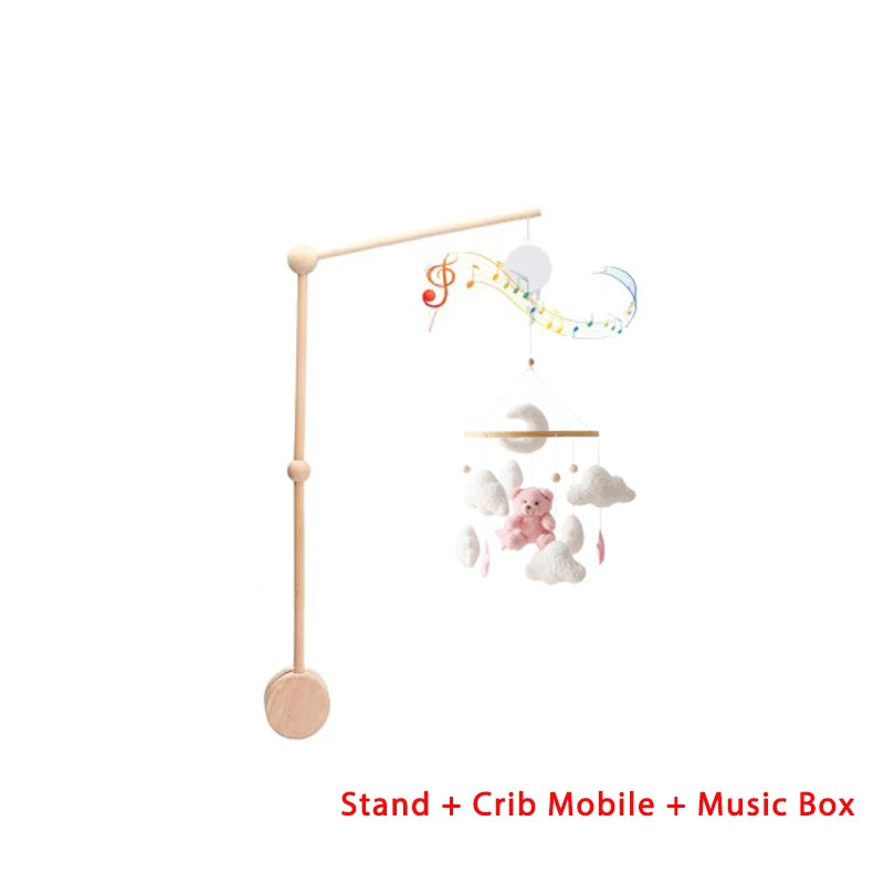 Dreamy Wooden Crib Mobile with Soft Felt Cartoon Bear & Gentle Bells