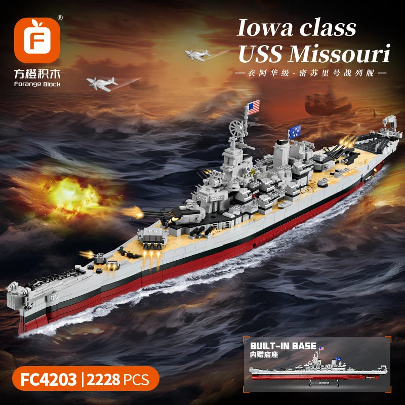 MOULD KING Military Missouri Battleship Model Building Blocks Set