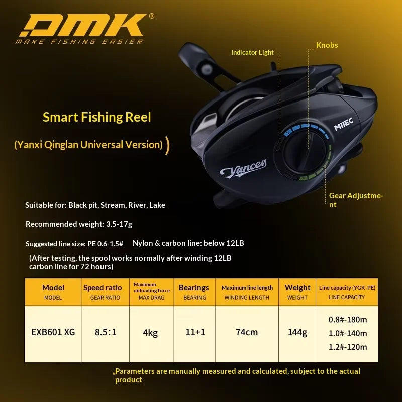Smart Electromagnetic Brake Baitcaster Reel - 8.5:1 Gear Ratio