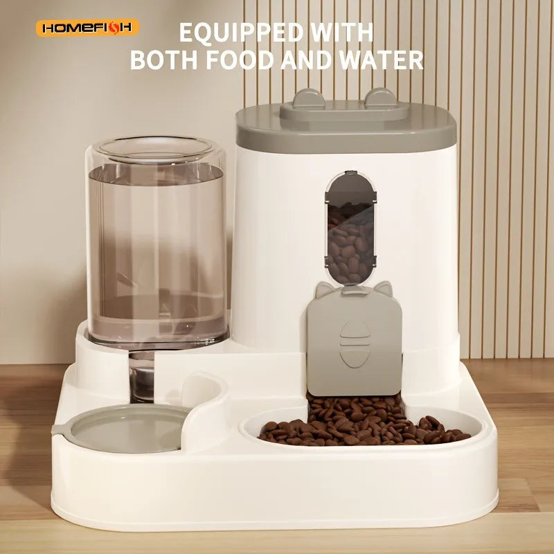 Automatic 2-in-1 Cat Feeder & Water Dispenser - Space-Saving Solution