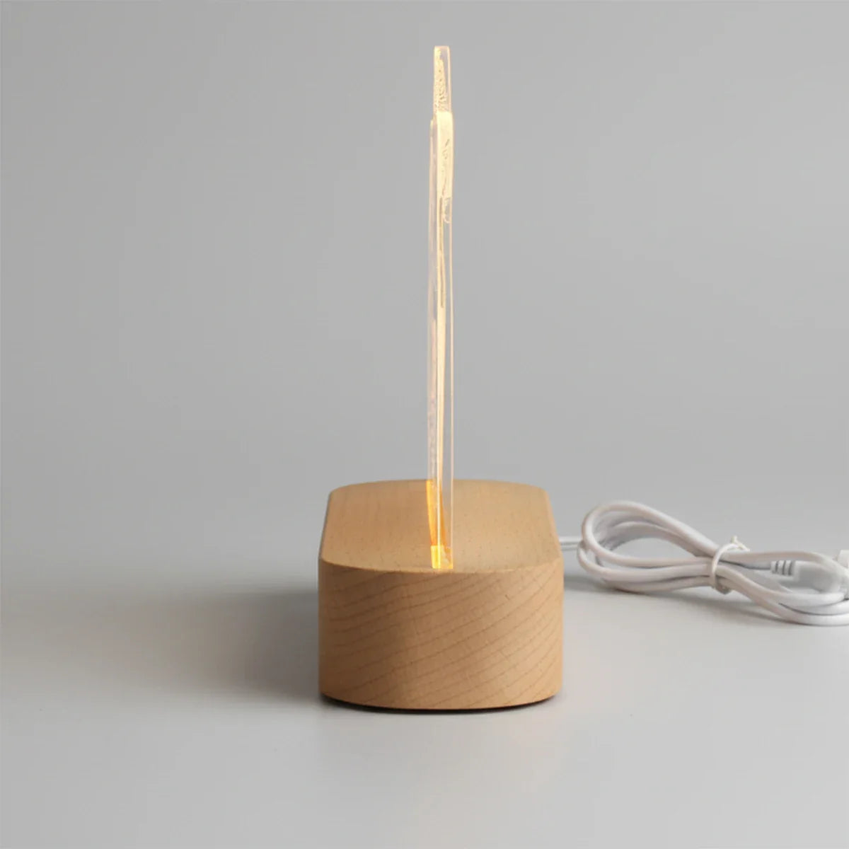 Customizable 3D Photo Lamp with Elegant Wooden Base - Personalized Gift