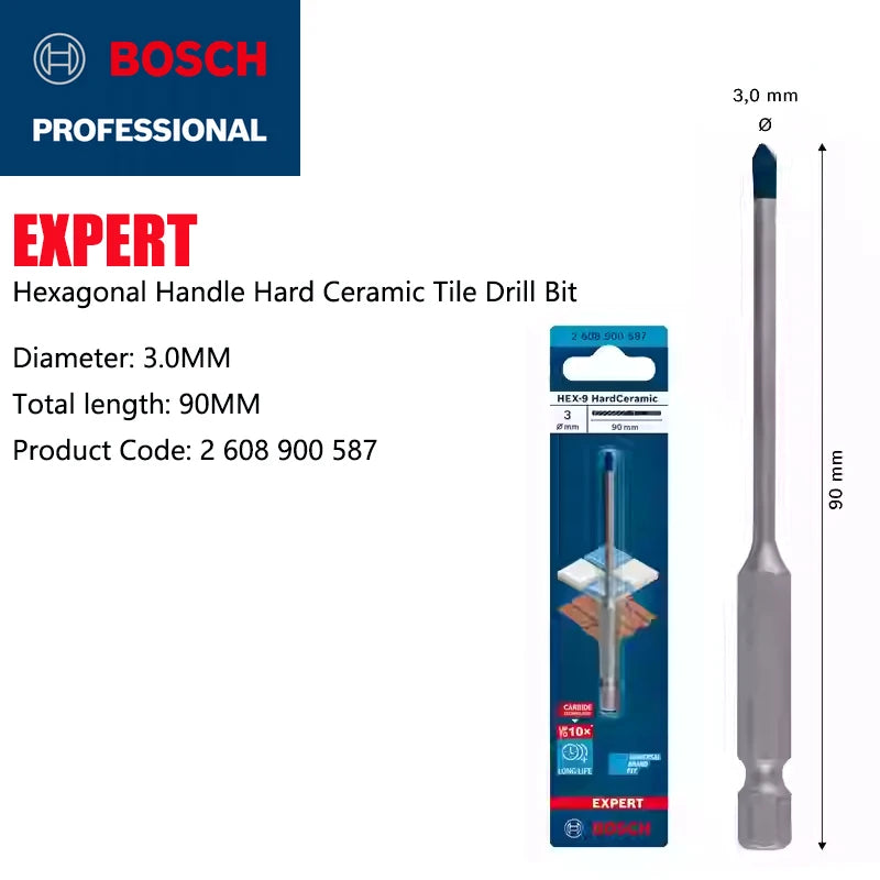 BOSCH HEX-9 Hard Ceramic Drill Bits for Tough Tiles - Expert Quality