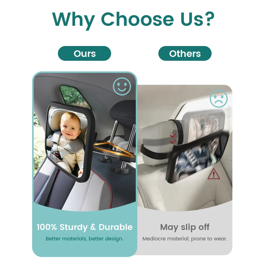 Ultra Stable Baby Car Mirror - 360° Shatterproof Rear Facing Safety